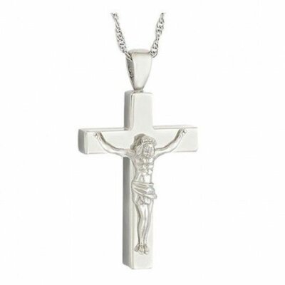 Crucifix Silver Ash Pendant Urn