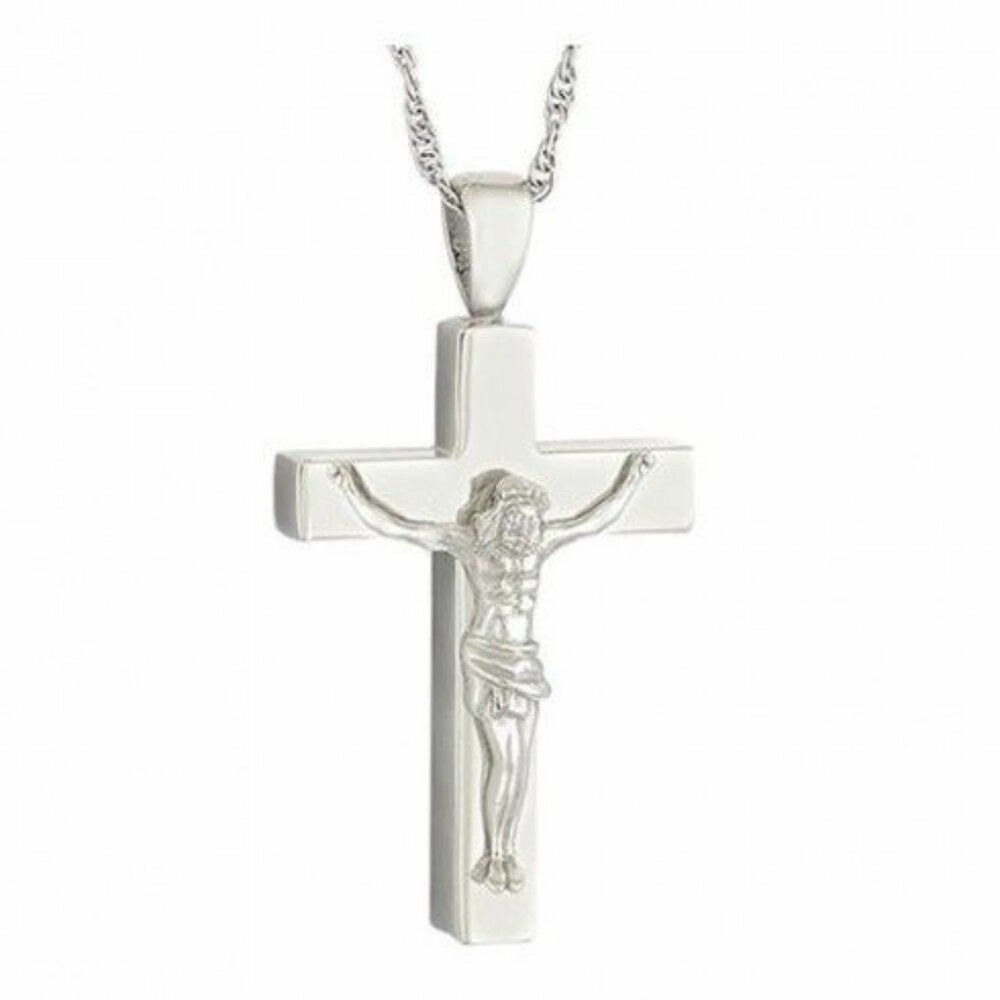 Crucifix Silver Ash Pendant Urn